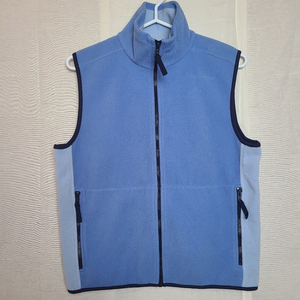 Vintage Penmans Winter Polar Fleece Vest Two-Tone Sky Blue Polyester Sleeveless